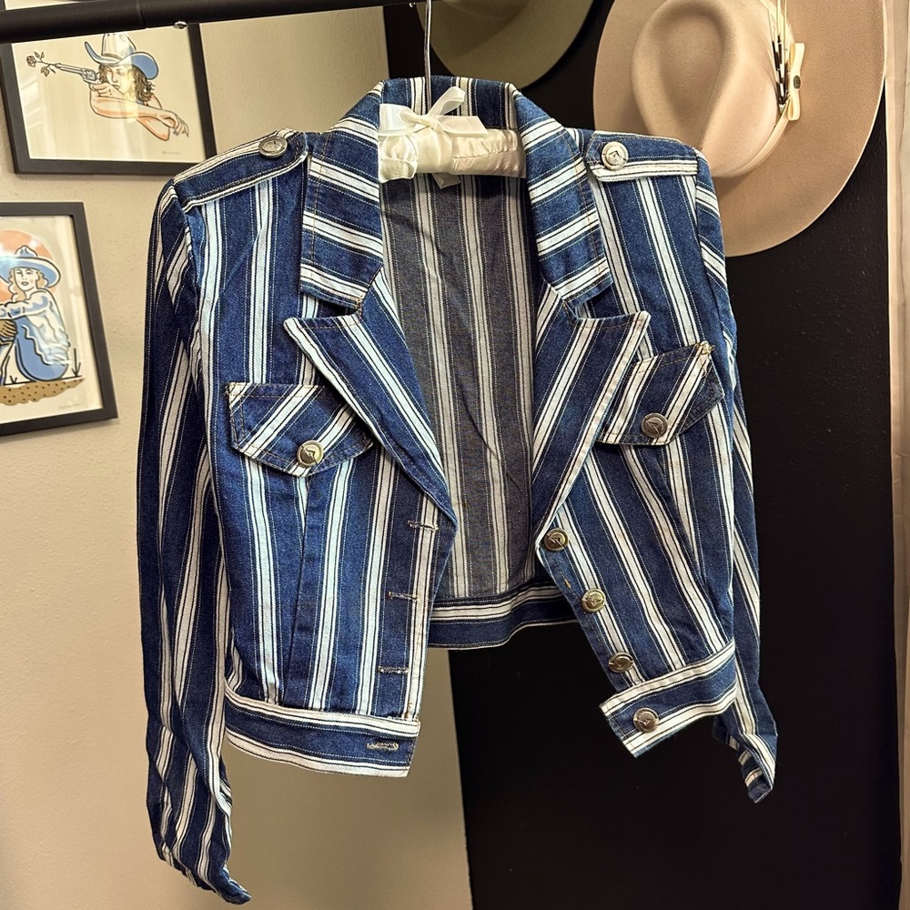 VINTAGE PADDED SHOULDER CROPPED JACKET